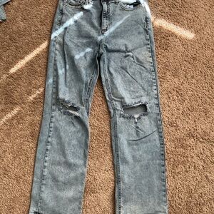 Womens Distressed Gray Jeans